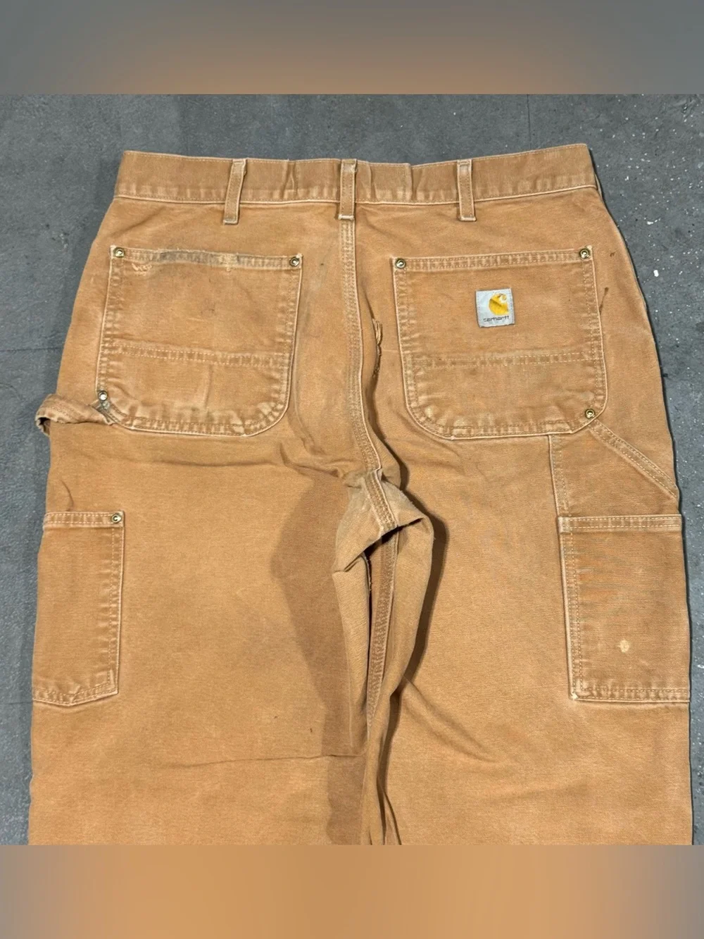 Vintage Carhartt Double Knee Carpenter Pants Tan Khaki Faded 34x32 Made In USA